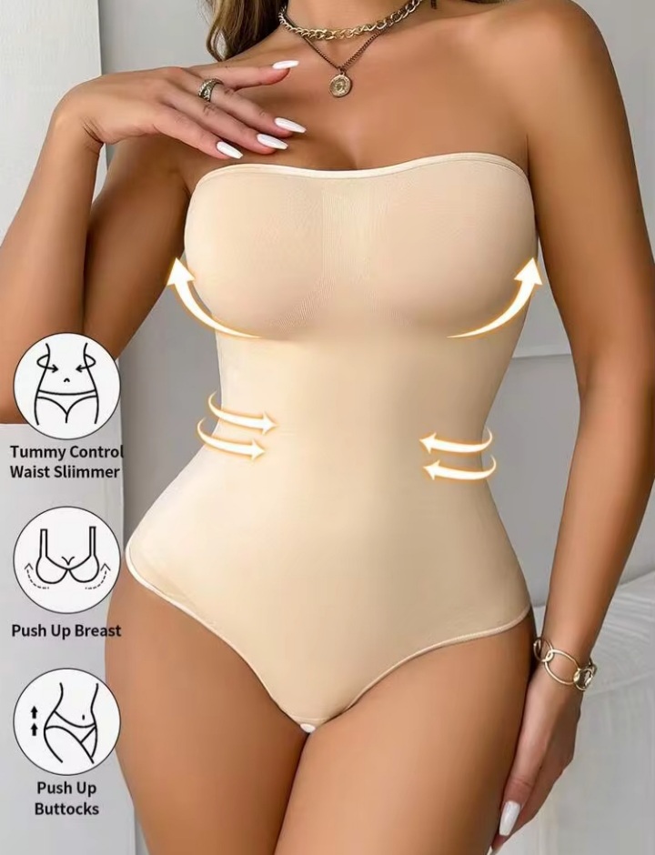 Women’s Strapless Thong Shapewear Bodysuit with Non-Slip Silicone Waist & Curve Shaping